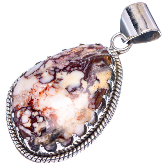Oval Wild Horse Jasper pendant with .925 sterling silver rope bezel and round bail