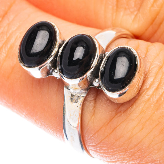Black Onyx Dainty Ring Size 7 (925 Sterling Silver) R5276