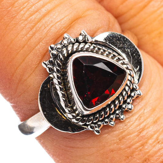 Garnet Ring Size 7.75 (.925 Sterling Silver)