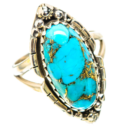 Blue Copper Composite Turquoise Ring Size 7.5 (925 Sterling Silver) RING138702