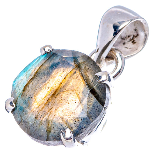Faceted labradorite pendant with oval bezel and small sterling silver bail