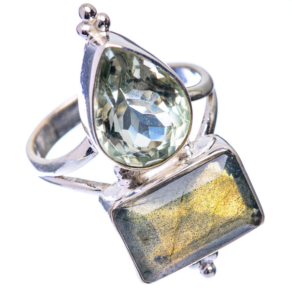 Large Labradorite, Green Amethyst Ring Size 9.5 (925 Sterling Silver) R141397