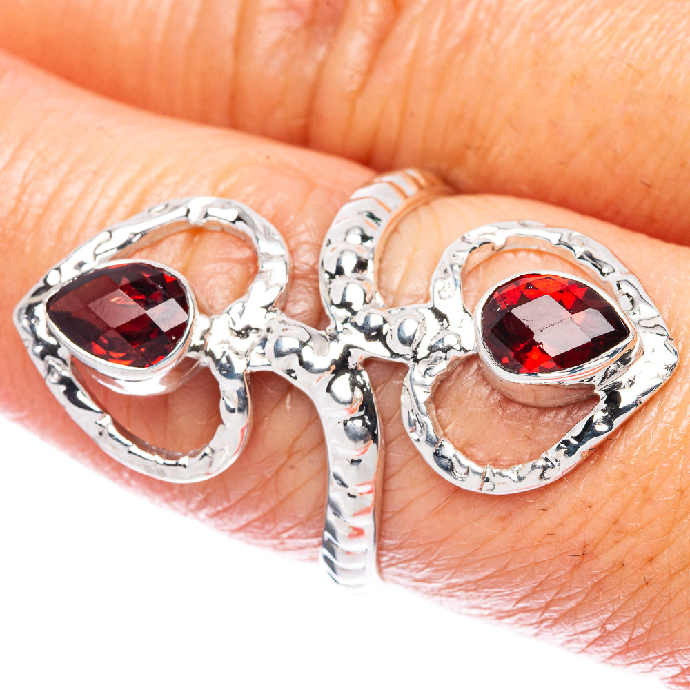 Premium Garnet Heart 925 Sterling Silver Ring Size 8 (925 Sterling Silver) R2651