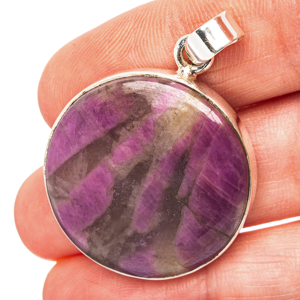 Ruby in Quartz Pendant 1 1/2" (.925 Sterling Silver)