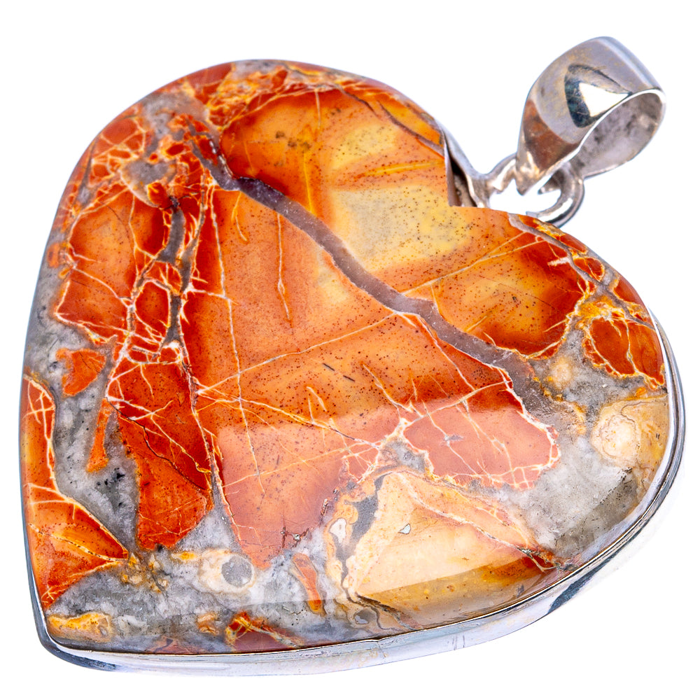 Maligano Jasper Heart Pendant 1 5/8" (925 Sterling Silver) P43293