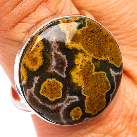 Premium Ocean Jasper Ring Size 11 Adjustable (.925 Sterling Silver)
