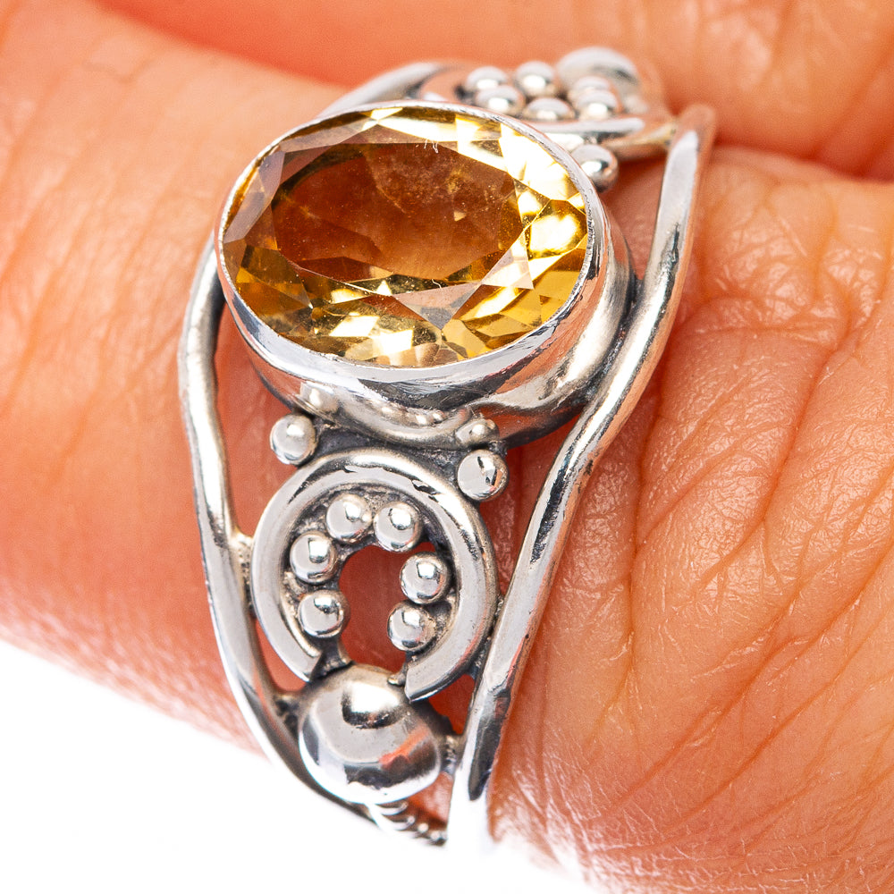Faceted Citrine Dainty Ring Size 6.5 (925 Sterling Silver) R145033