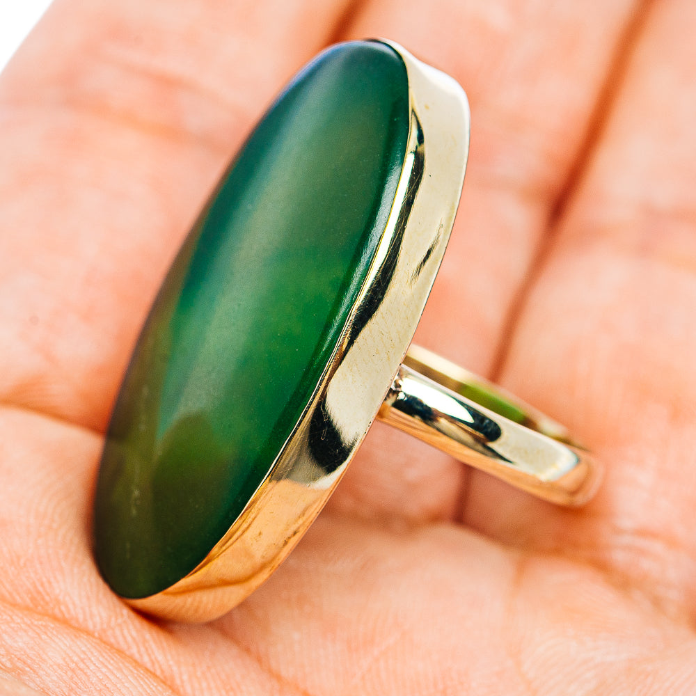Nephrite Jade Ring Size 9 (German Silver)