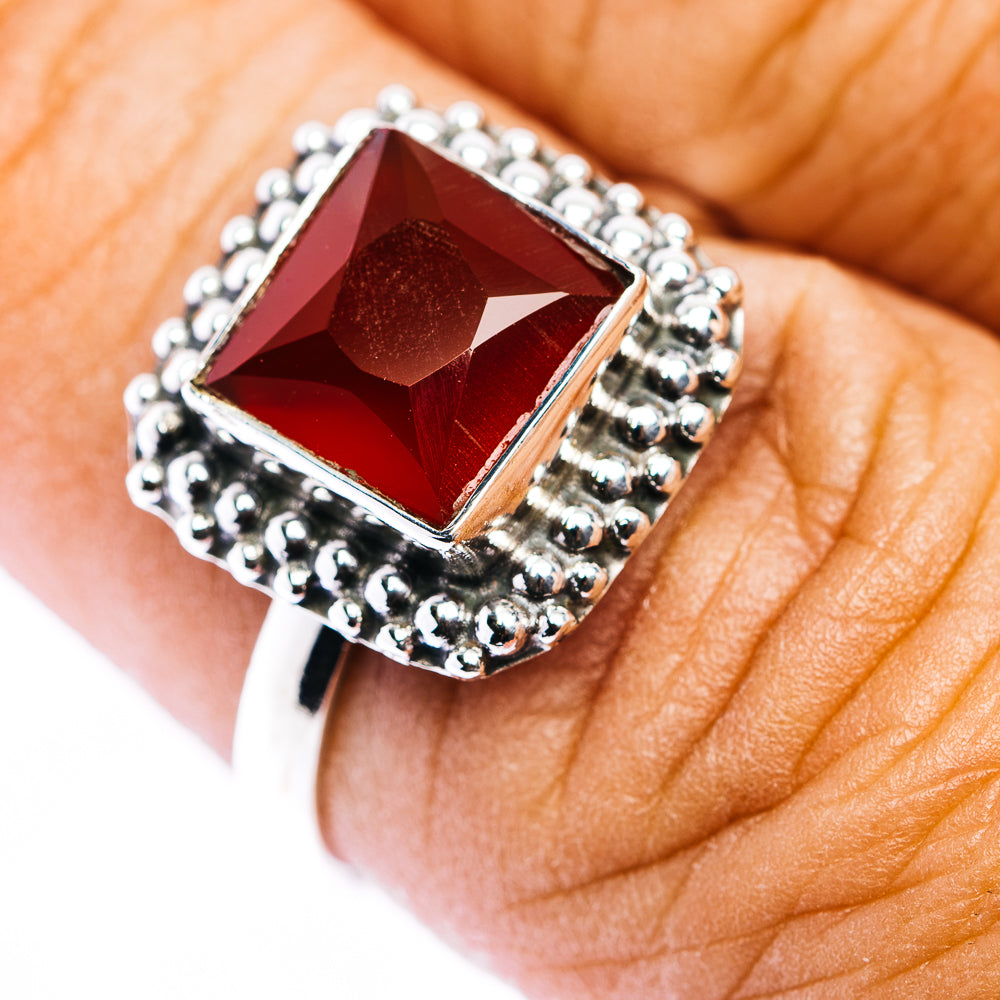 Red Onyx Ring Size 7.5 (.925 Sterling Silver)