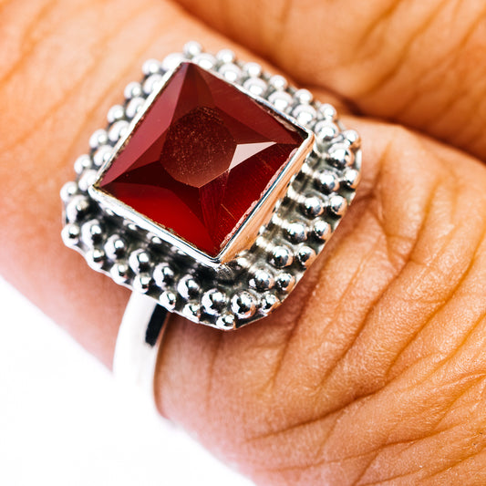 Red Onyx Ring Size 7.5 (.925 Sterling Silver)