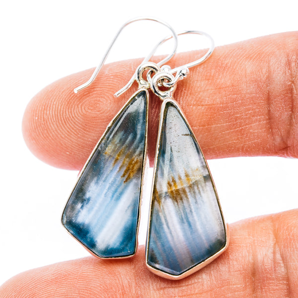 Rare Aquatine Lemurian Calcite Earrings 1 3/4" (.925 Sterling Silver)