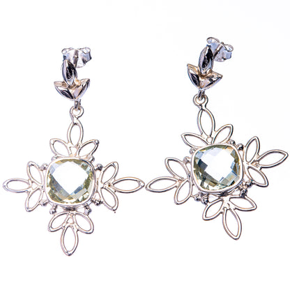 Premium Green Amethyst Earrings 1 5/8" (925 Sterling Silver) E432346