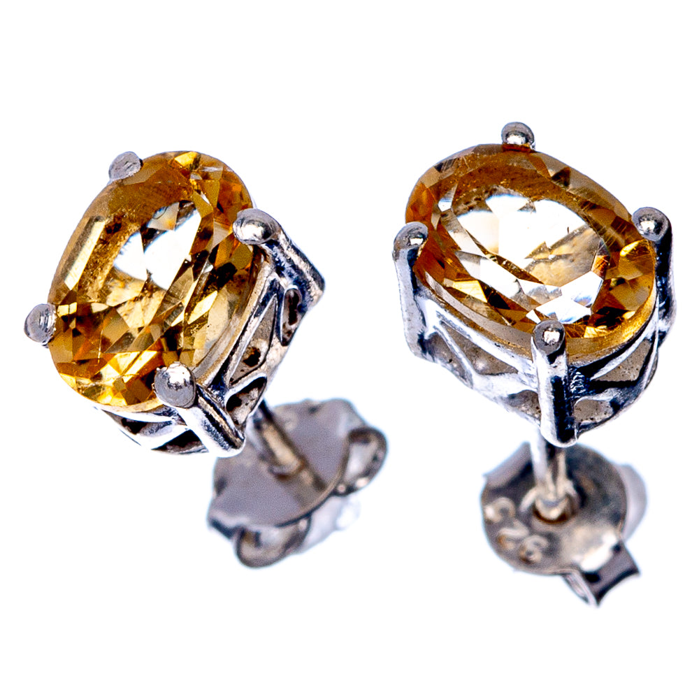 Faceted Citrine Dainty Earrings 1/4" (925 Sterling Silver) E433128