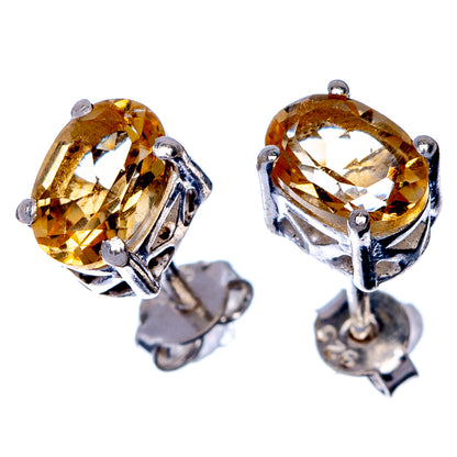 Faceted Citrine Dainty Earrings 1/4" (925 Sterling Silver) E433128