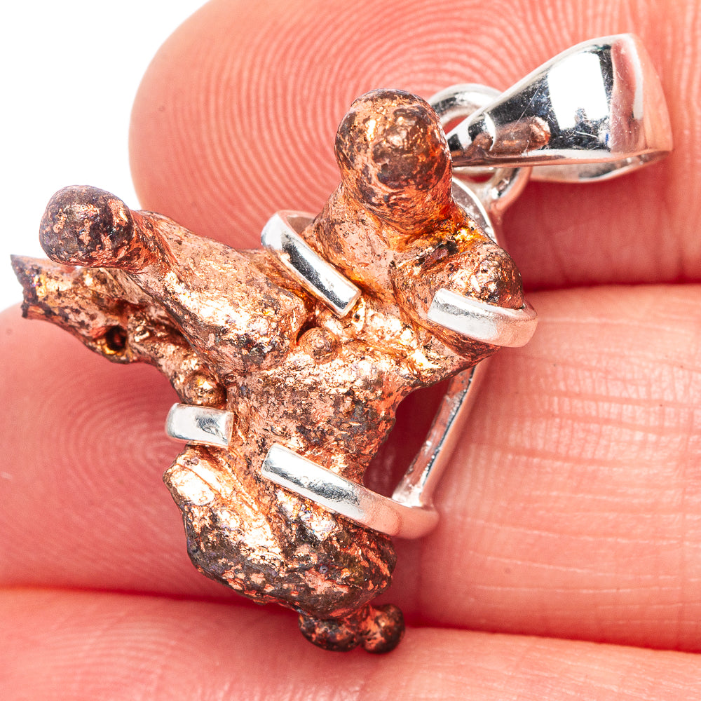 Raw Copper Nugget Pendant 1 1/8" (925 Sterling Silver) P41537