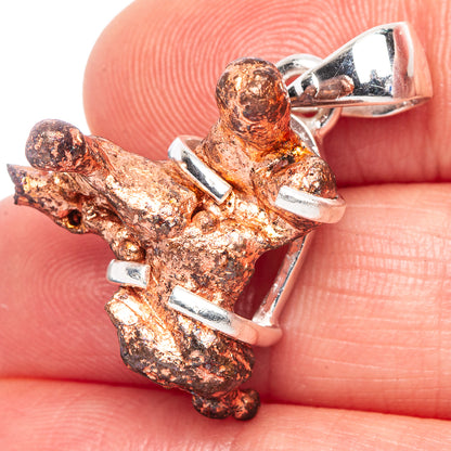 Raw Copper Nugget Pendant 1 1/8" (925 Sterling Silver) P41537