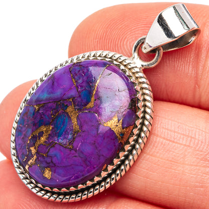 Purple Copper Turquoise Pendant 1 3/8" (.925 Sterling Silver)