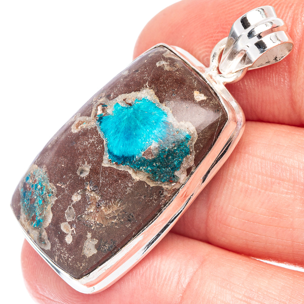 Cavansite Crystal Pendant 1 5/8" (925 Sterling Silver) P44568