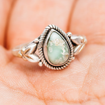 Southwestern Style Paloma Turquoise Ring Size 6.75 (.925 Sterling Silver)