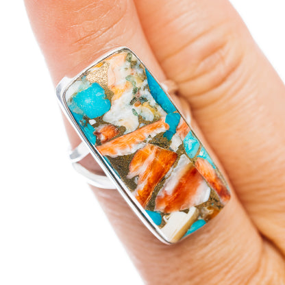 Premium Spiny Oyster Turquoise Ring Size 7.75 (.925 Sterling Silver)