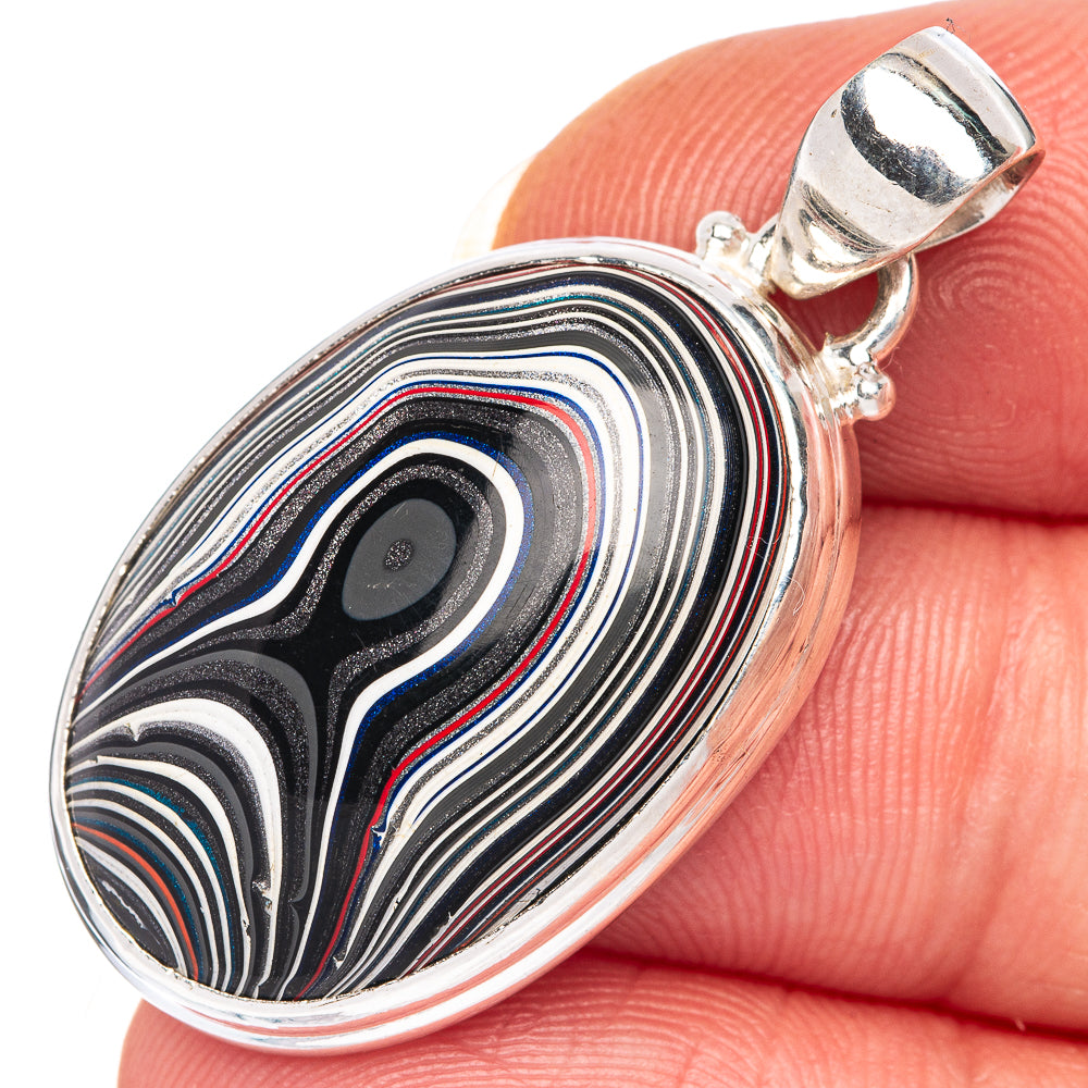 Rare Fordite Pendant 1 1/2" (925 Sterling Silver) P39976