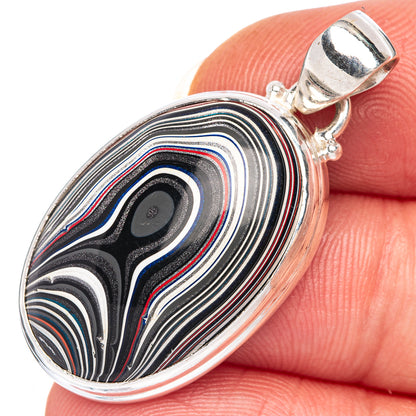 Rare Fordite Pendant 1 1/2" (925 Sterling Silver) P39976