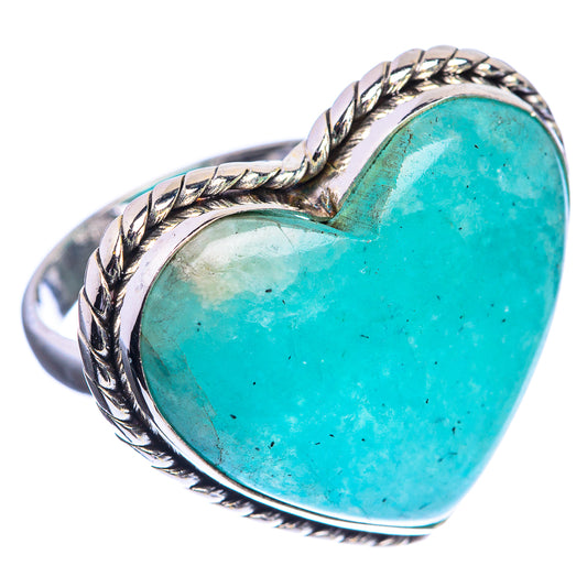 Large Amazonite 925 Sterling Silver Ring Size 8