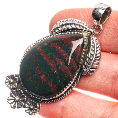 Bloodstone Pendant 2 1/8" (925 Sterling Silver) P39156