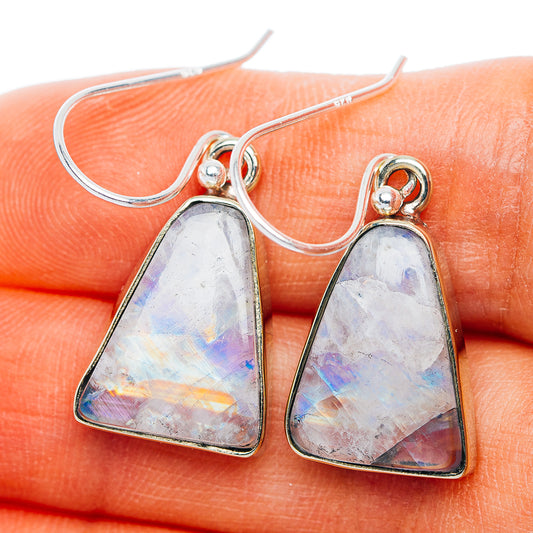 Rainbow Moonstone Earrings 1 1/4" (German Silver)