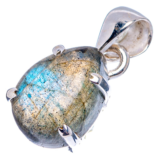 Labradorite pendant with oval blue-gray stone, .925 sterling silver bail and prongs