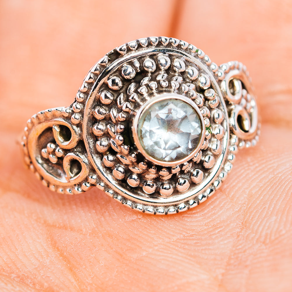 Blue Topaz Filigree Ring Size 7.5 (.925 Sterling Silver)