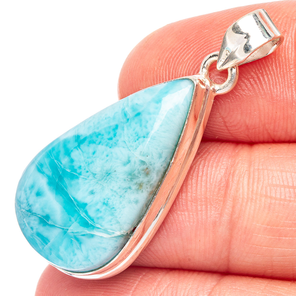 Rare Larimar Pendant 1 1/2" (925 Sterling Silver) P44888