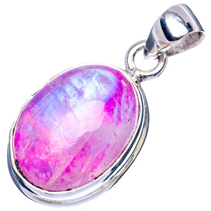 Pink Moonstone Pendant 1 1/8" (925 Sterling Silver) P42498