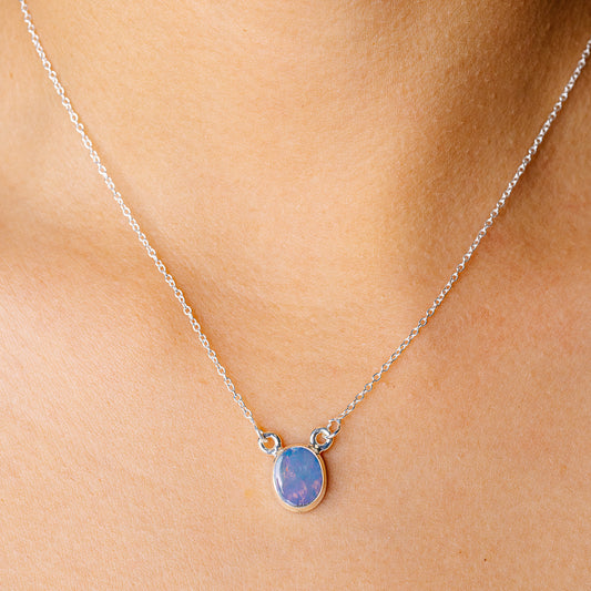 Doublet Opal Necklace 16.375" (925 Sterling Silver) N90264