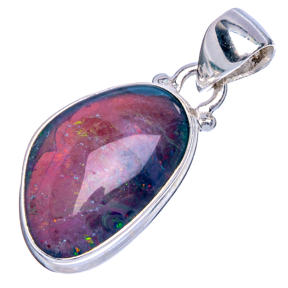 Oval opal triplet pendant in 925 sterling silver, iridescent purple and blue bezel
