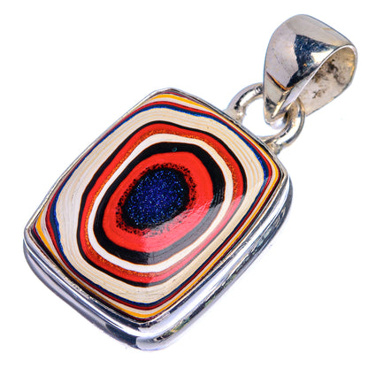 925 sterling silver Fordite pendant with multicolor striped cabochon and bail loop
