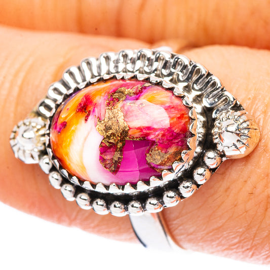 Kingman Pink Dahlia Turquoise 925 Sterling Silver Ring Size 8 (925 Sterling Silver) R3873