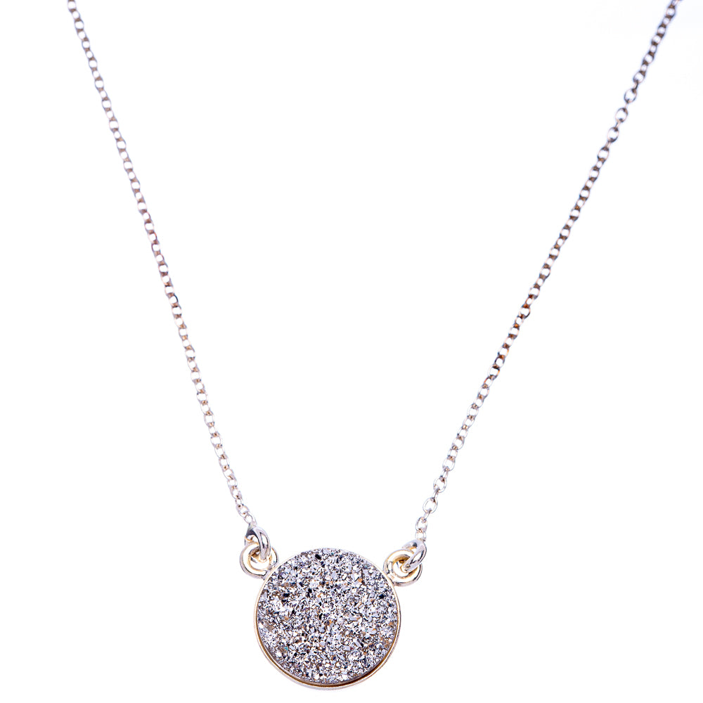 Metallic Druzy Necklace 17 1/4" (925 Sterling Silver) N90081