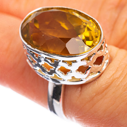 Faceted Citrine 925 Sterling Silver Ring Size 5.5