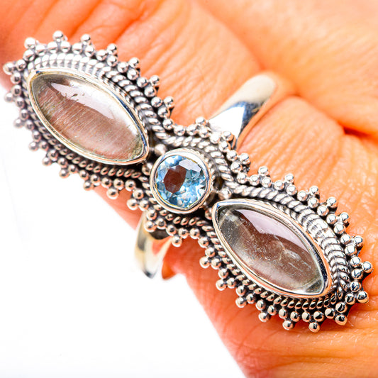 Large Natural Aquamarine, Blue Topaz Ring Size 7.25 (925 Sterling Silver) RING137969