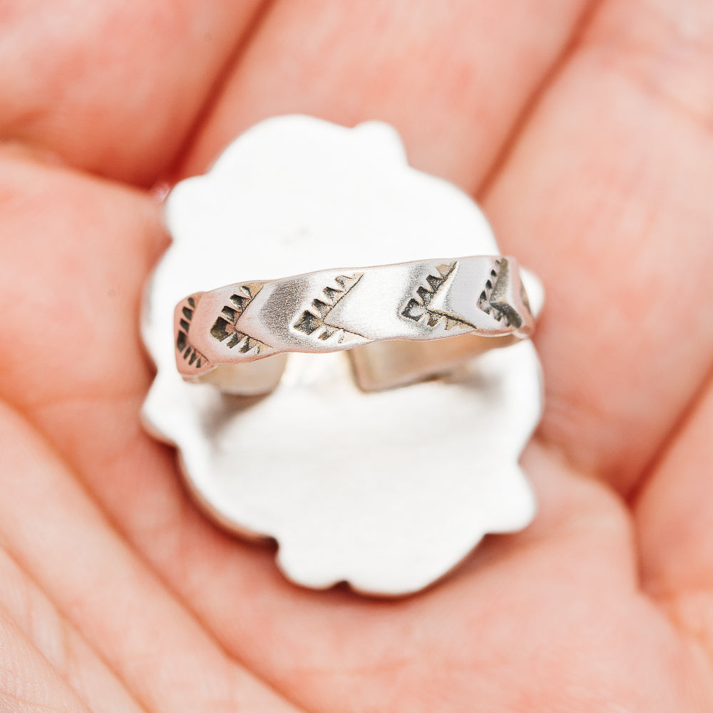 Exclusive Sierra Bella Turquoise, White Buffalo Turquoise Ring Size 7 Adjustable (.925 Sterling Silver)