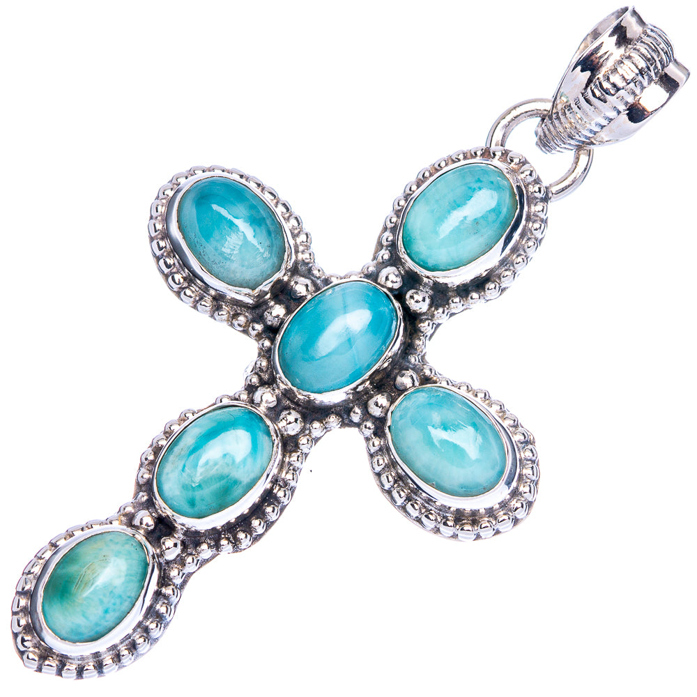 Larimar Cross Pendant 1 7/8" (925 Sterling Silver) P41785