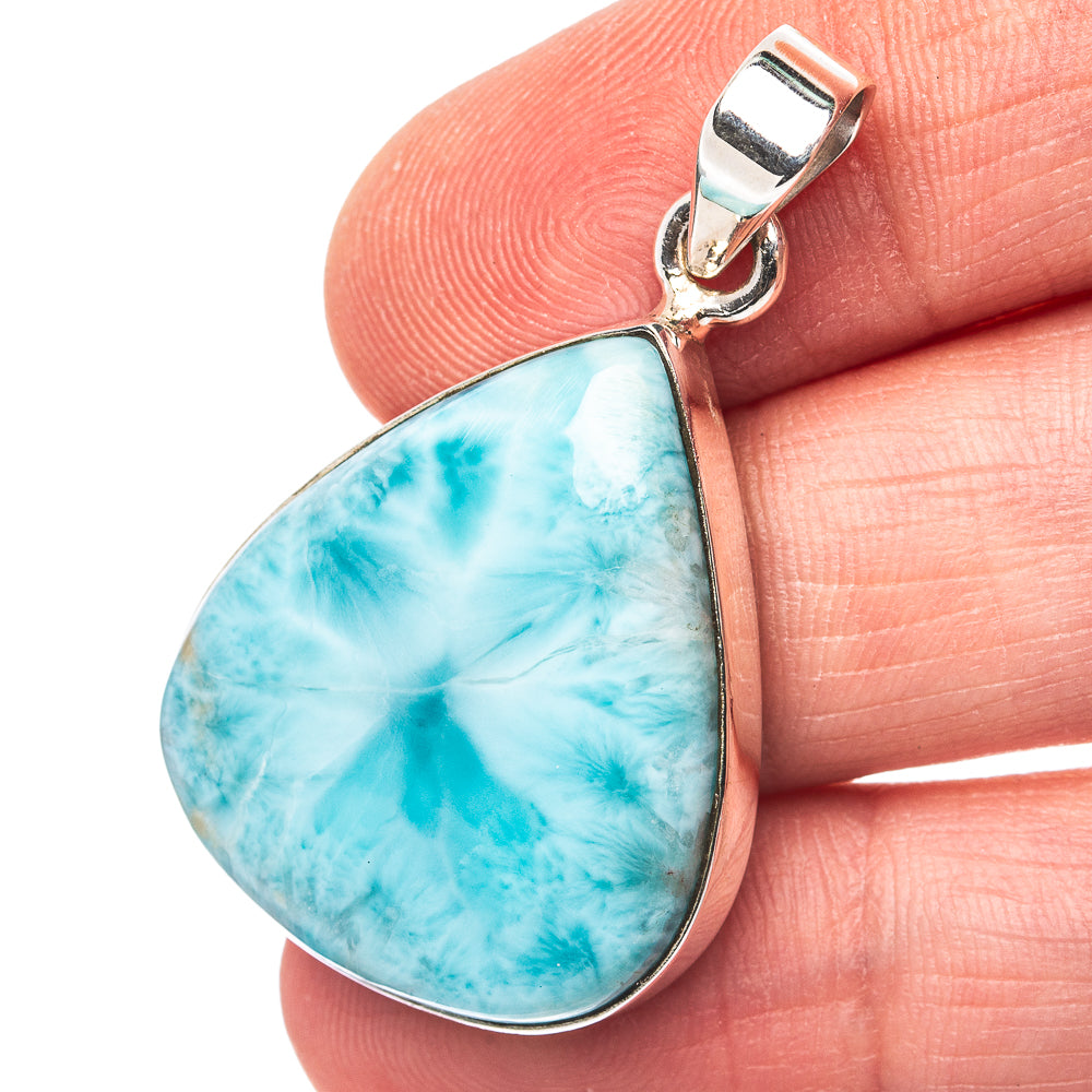 Larimar Pendant 1 1/2" (.925 Sterling Silver)