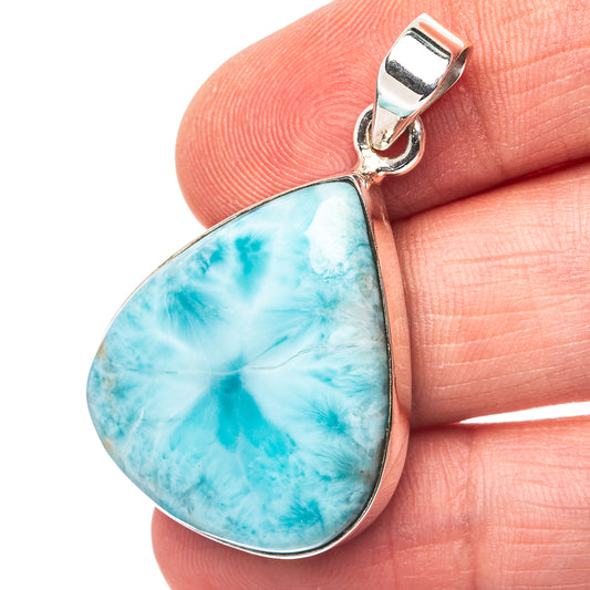 Larimar Pendant 1 1/2" (.925 Sterling Silver)