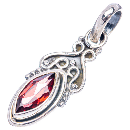 Dainty .925 sterling silver garnet pendant with oval red gemstone and looping bail