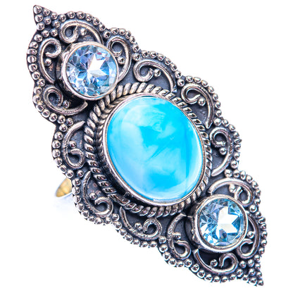 Large Larimar, Blue Topaz 925 Sterling Silver Ring Size 6.25 (925 Sterling Silver) RING140441