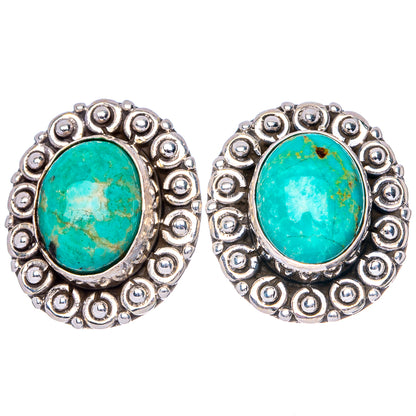 Tibetan Turquoise Earrings 5/8" (925 Sterling Silver) E1556