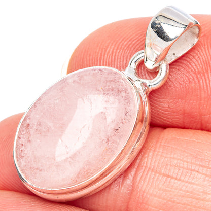 Oval pink morganite pendant in 925 sterling silver with polished bail