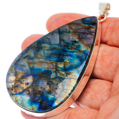 Gigantic Premium Spectrolite Pendant 3 1/8" (.925 Sterling Silver) PD52324