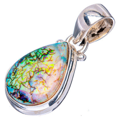 Sterling silver teardrop opal pendant, prong-set with metal bail loop